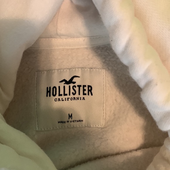 Medium White Floral Hollister Crop Top Hoodie - Picture 3 of 3